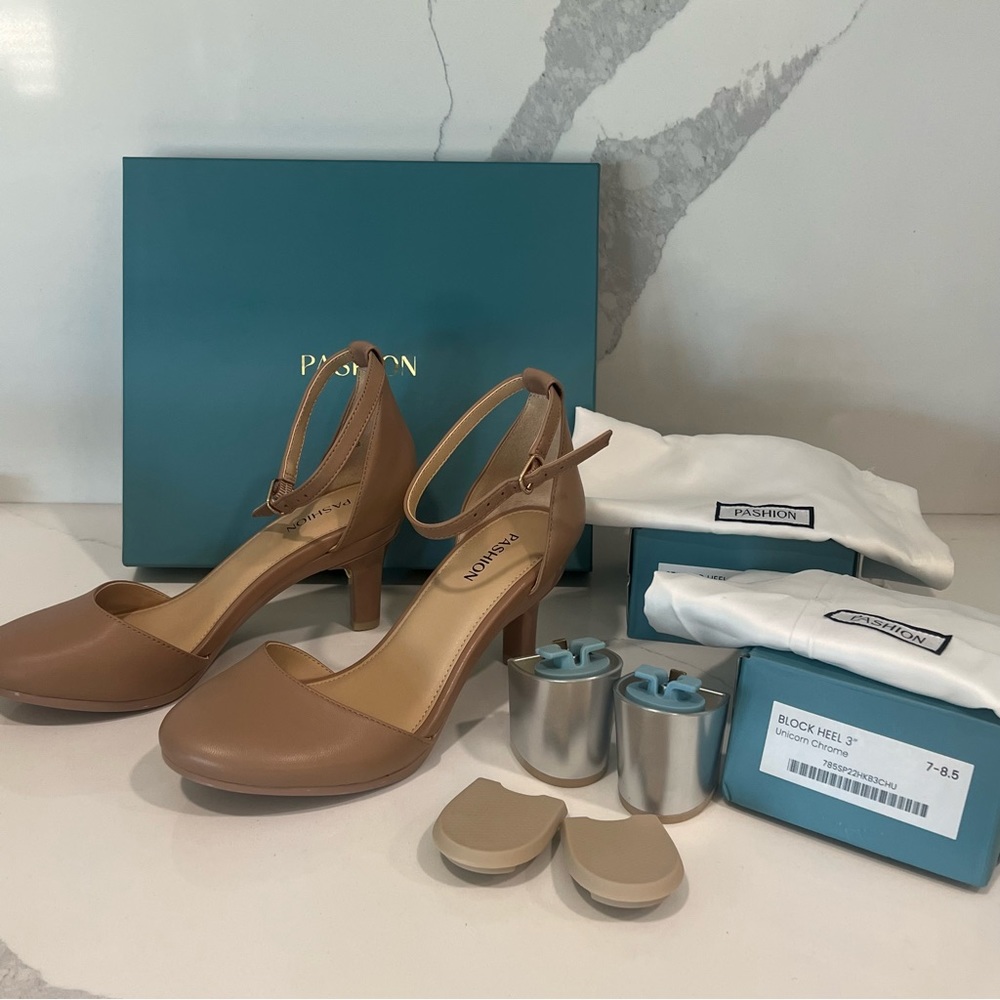 Pashion footwear 2.0 Jocelyn latte leather stiletto block